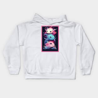 Cute Axolotl Anime Art Design | Cute Animals | Axolotl Hentaii Chibi Kawaii Design Kids Hoodie